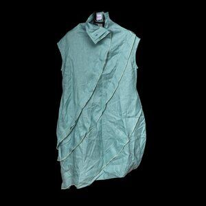 Follow Me Asymmetrical Mint Green Linen Dress XXL Sleeveless Lightweight Summer
